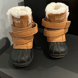 Cat & Jack Tan and Black Boots with White Lining